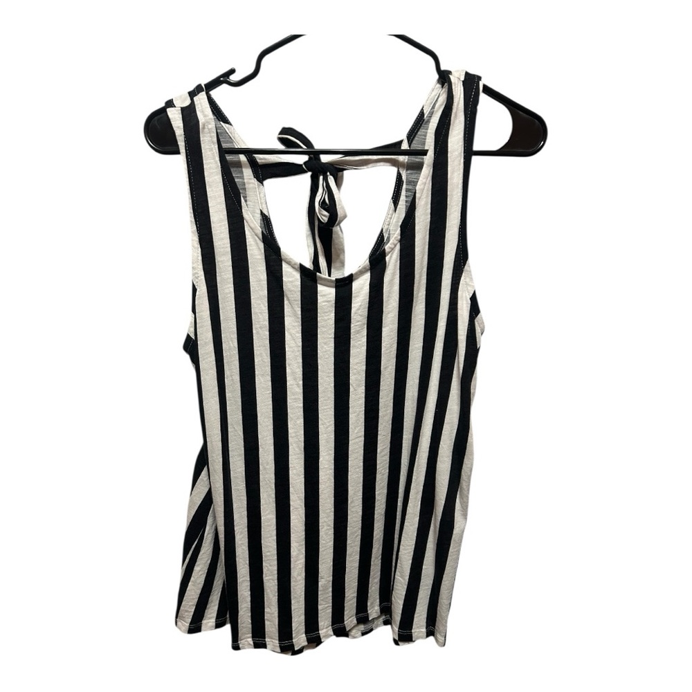 Cato Black and White Striped Tank Top size large lightweight. Ties in the back.